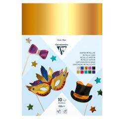 CARTON MÉTALLISÉ, Sachet de 10 feuilles 230g/m2 au format 25x35cm - Assortiment