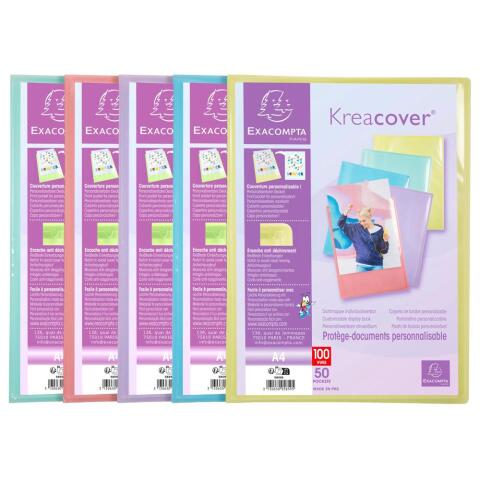 Carpeta de funda Kreacover® Chromaline Pastel semirígido 5/10e - (Vistas: 100 Fundas: 50) - 24x32 cm para A4 - Colores surtidos