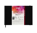 Rhodia Touch Watercolor Book, papier 100% coton grain satiné 300g - A4 paysage, 40 pages - Noir