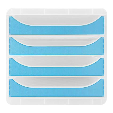 Módulo individual BIG-BOX para documentos A4 + con 4 cajones, ultra-rígido y con stop de seguridad y con stop de seguridad - CHROMA LINE (translucido) - Turquesa