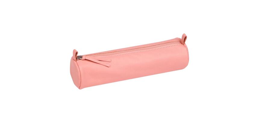 CUIR TEINTE Trousse ronde Ø5,5x22 cm - Assortiment pastel