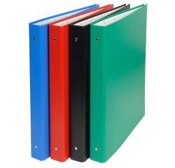 Classeur rembordé PVC 4 anneaux 30mm - A4 maxi 24x32cm - Couleurs assorties