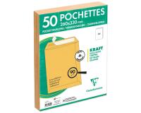 Paquet de 50 Pochettes Kraft Milleraies Brun 24-260x330 mm - Auto-Adhésives - 90g/m2 - Brun