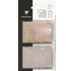 Etiquettes Cadeaux holo/pailletées, argt - Argent