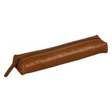 Trousse en cuir glacé Cognac Flying Spirit Mini 19x4x2,5cm - Cognac