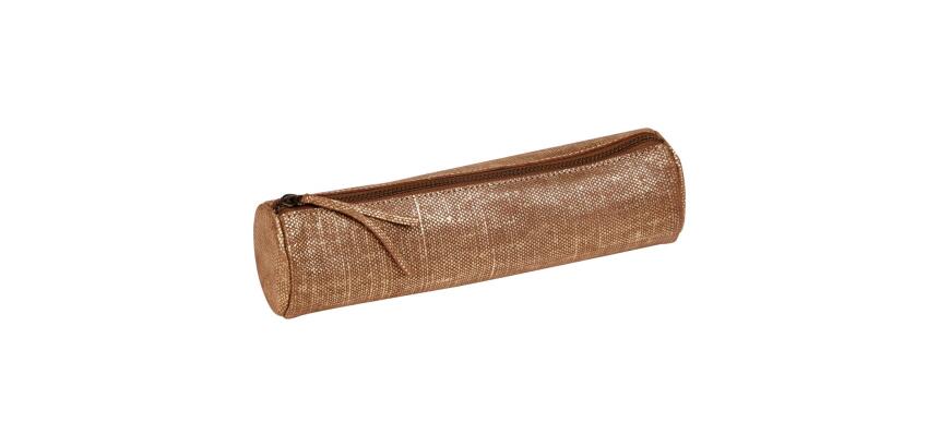 KLEO-PATHRA CUIR Trousse ronde Ø5,5x22 cm Or