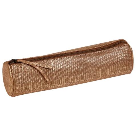 KLEO-PATHRA CUIR Trousse ronde Ø5,5x22 cm Or