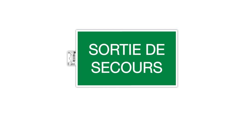 Panneau PVC adhésif Issue de Secours 35x20 cm - Vert