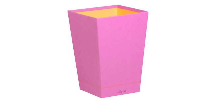 Rhodiarama corbeille à papier simili cuir italien 27x27x32 cm - Lilas