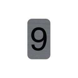 Sign adhesive aluminium effect Number 9 2.5x4.4 cm - Grey