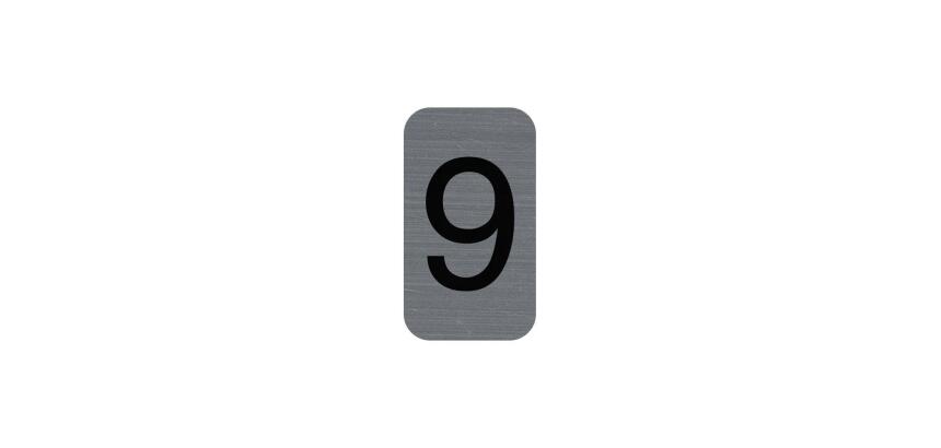 Sign adhesive aluminium effect Number 9 2.5x4.4 cm - Grey