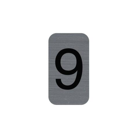 Sign adhesive aluminium effect Number 9 2.5x4.4 cm - Grey