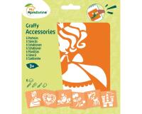 Set de 6 pochoirs enfants, Princesses - Orange