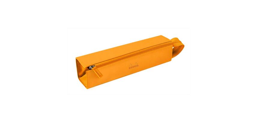 Trousse Rhodiarama plumier simili cuir 23 x 5 cm - Orange