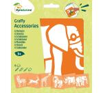 Set de 6 pochoirs enfants, Animaux de la savane - Orange