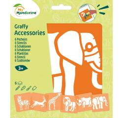 Set de 6 pochoirs enfants, Animaux de la savane - Orange