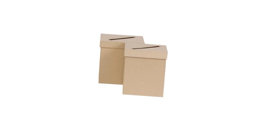 Lot de 2 urnes carrées 19x19x19cm - Kraft