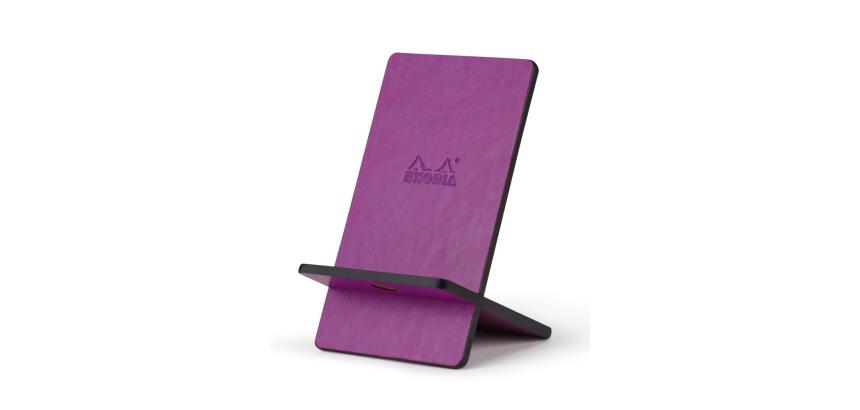 Rhodiarama support pour téléphone mobile simili cuir italien 13x8x8,5 cm - Violet