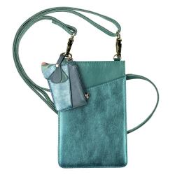 Ginkgo, Pochette téléphone & accessoires en cuir (Petite sacoche pour téléphone 10,5x16,5 cm + porte-cartes 7,5x10,5 cm + porte-clés 7x6 ,5 cm)