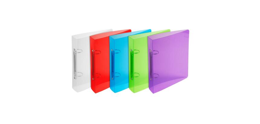 Classeur 2 anneaux plastifié Exacompta Crystal A5 - Dos 4 cm couleurs assorties