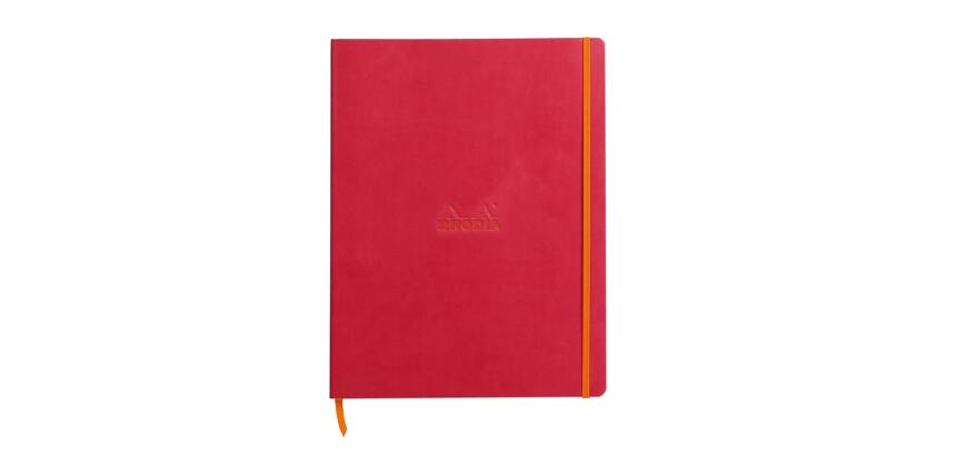 Rhodiarama cahier souple A4+ 160 pages ligné papier ivoire 90g - Framboise