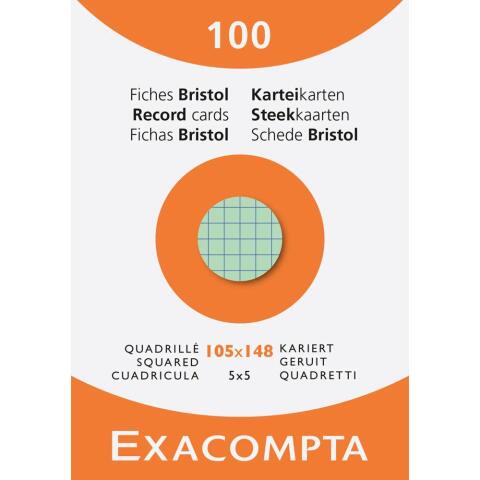 Fichas de cartulina bristol 205 g/m2 - Cuadricula - 105x148 mm - Colores surtidos