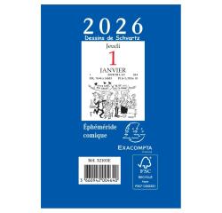 Bloc éphéméride comique sans support 6,5 x 9,7 cm 2026 - Bleu