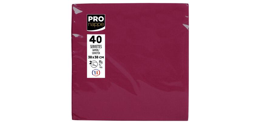 Paquet de 40 serviettes micro-gaufrées ouate 2 plis - 38x38 cm