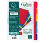 Intercalaires carte lustrée 225g 6 positions - format écolier 17x22cm - Couleurs assorties