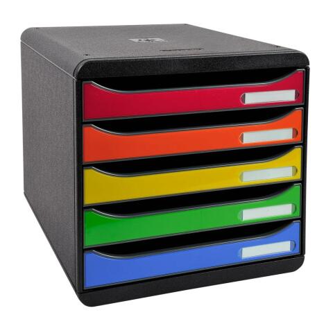 Módulo BIG-BOX PLUS con 5 cajones para documentos A4+, ultra-rígido y con stop de seguridad - 347x278x271 mm - IDERAMA - Arlequín glossy