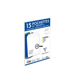 Paquet de 15 Pochettes Blanches C5-162x229 mm - Auto-Adhésives - 120g/m2 - Blanc