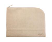 Rhodiarama pochette zippée en simili cuir - taille L (21x28 cm) - Beige