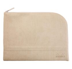 Rhodiarama pochette zippée en simili cuir - taille L (21x28 cm) - Beige