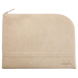 Rhodiarama pochette zippée en simili cuir - taille L (21x28 cm) - Beige