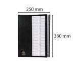 Clasificadores Ordonator ® lomo extensible pestañas impresas Tapa rígida - Tamaño: 25x33 cm para: A4 - Negro