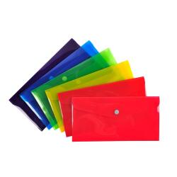 Exacompta Iderama PP Press-Stud Pocket Envelope, DL Size - Assorted colours