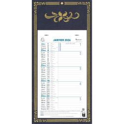 Calendrier mensuel Skytos avec feuillets détachables 13 x 23 cm support plaque imprimée 16 x 33 cm 2026 - Couleurs assorties