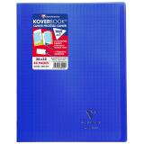 Cahier piqué Koverbook 24x32cm 48 pages grands carreaux couverture polypropylène transparent - Bleu marine