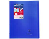 Cahier piqué Koverbook 24x32cm 48 pages grands carreaux couverture polypropylène transparent - Bleu marine
