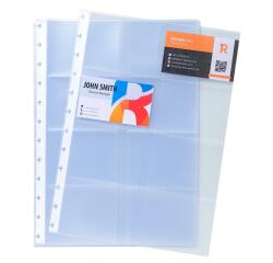 Recambios Carpeta tarjetero de tarjetas de visitas con anillas - 21x29 ,5cm para 16 tarjetas de visita por funda - Translucida
