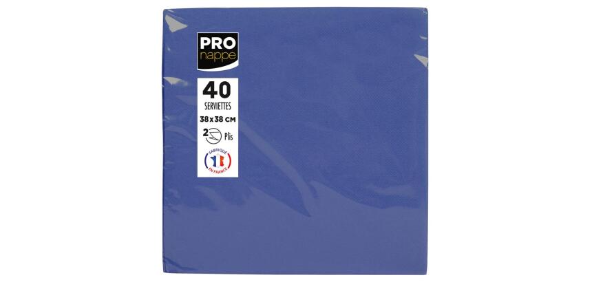 Paquet de 40 serviettes micro-gaufrées ouate 2 plis - 38x38 cm