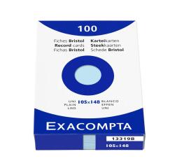 Estuche Exacompta 100 fichas Exacompta cartulina bristol - liso sin taladro 105x148mm - Azul
