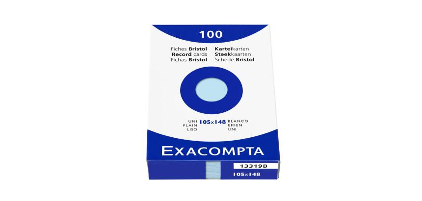 Estuche Exacompta 100 fichas Exacompta cartulina bristol - liso sin taladro 105x148mm - Azul