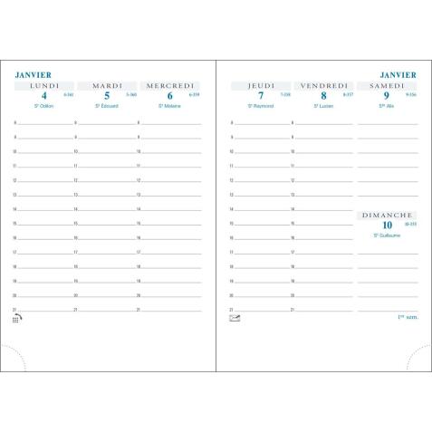 Recharge agenda de poche Horizons 13 9 x 13 cm Semainier Janvier à Décembre 2026 - Tranche naturelle