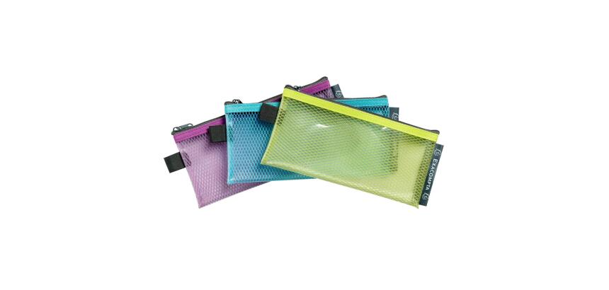 Transparente Tasche/Etui mit Reißverschluss, flexibles Recycling-PP, Kollektion Pop'N Co - Farben sortiert