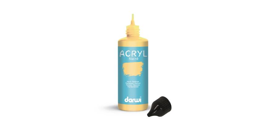 Darwi Flacon de 80 ml de Peinture Acrylique Universelle Nacrée - Jaune or