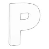 Petite lettre P 12cm - Blanc