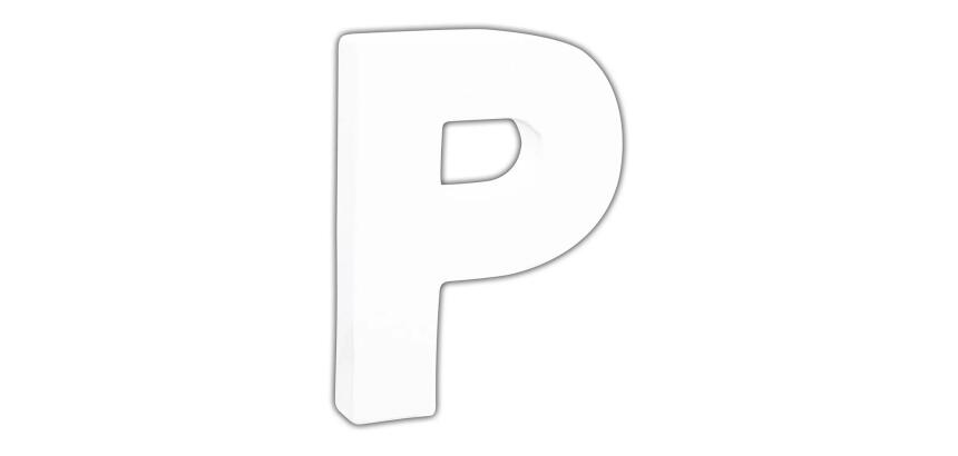 Petite lettre P 12cm - Blanc