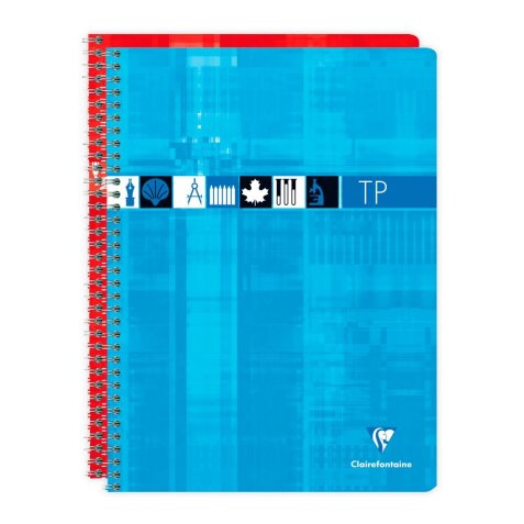 Cahier Travaux Pratiques reliure intégrale 24x32 cm 80 pages grands carreaux 90 g + uni 125 g - Assortis