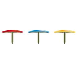 Boîte de 100 punaises couleur en laiton - Hauteur de pointe 9mm - 9mm de diamètre
